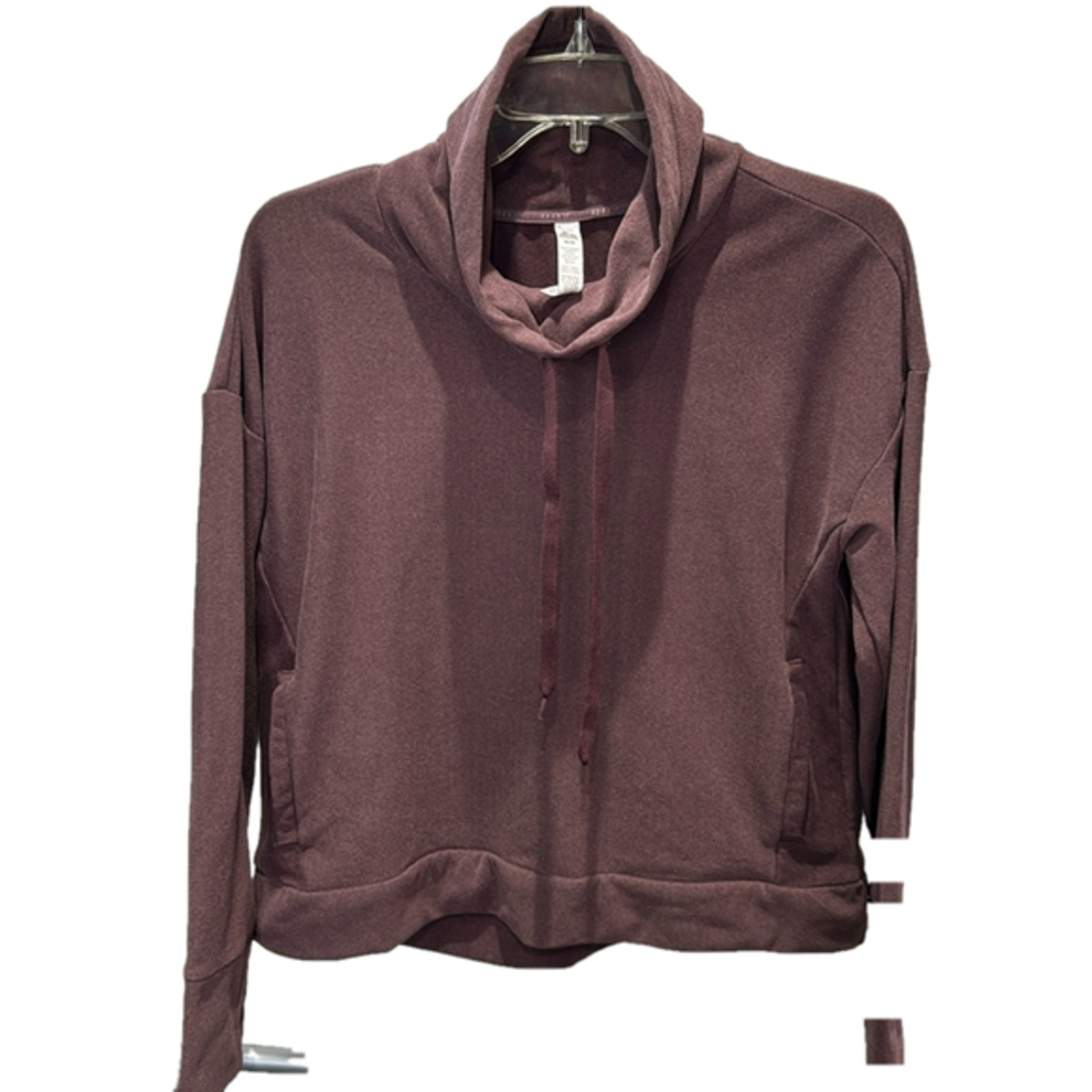 RBX Plum Purple Long Sleeve Tie Turtle Neck Athletic Top Size Medium‎ Pockets